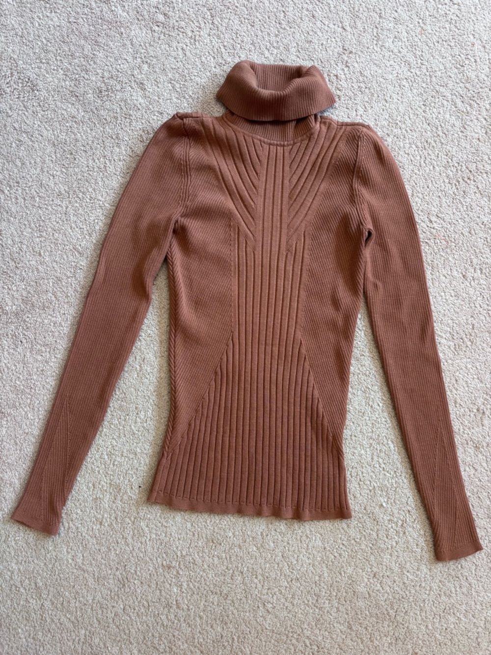 White House Black Market Rust Ribbed Turtleneck Sweater